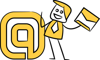 Doodle Businessman and Address Sign
