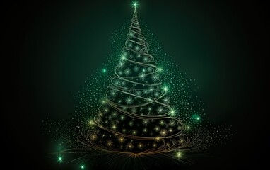 Magic Christmas tree background. AI, Generative AI