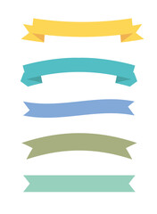 Soft colors ribbons set in different styles