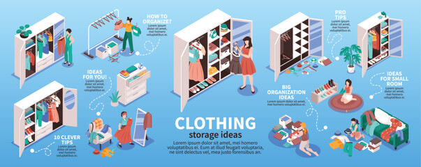 Wardrobe Isometric Infographic
