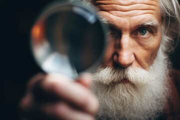 Old man with a magnifying glass - Seeking Marvels - AI Generated - obrazy, fototapety, plakaty
