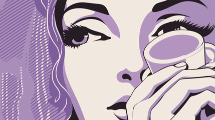 risograph purple vintage woman vector illustration