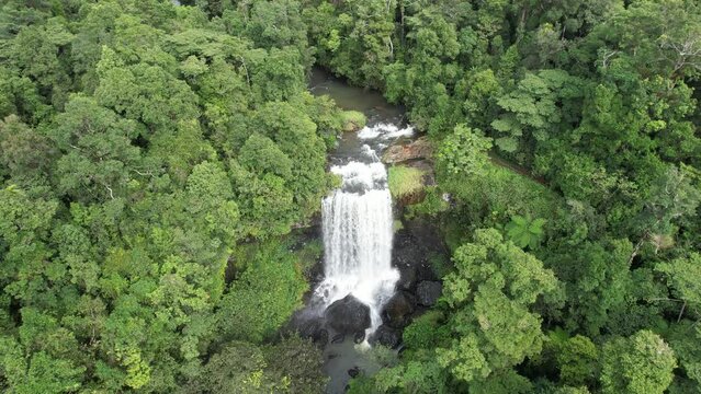 Aerial footage of Zillie Falls Queensland Australi