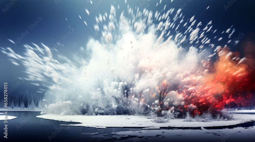 Aufkleber an explosion of colors fills the screen as a figure stands in front of a vibrant background, creatin
