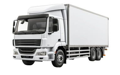 A White Delivery Truck Transports Goods Efficiently and Reliably Isolated on a Transparent Background PNG.