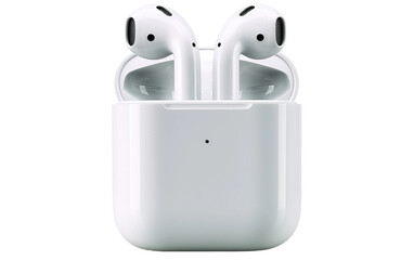 Wireless Earbuds known as Airpods Offer Untethered Audio Freedom Isolated on a Transparent Background PNG. - obrazy, fototapety, plakaty