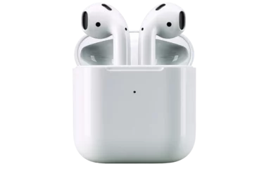 Papier Peint photo Magasin de musique Wireless Earbuds known as Airpods Offer Untethered Audio Freedom Isolated on a Transparent Background PNG.