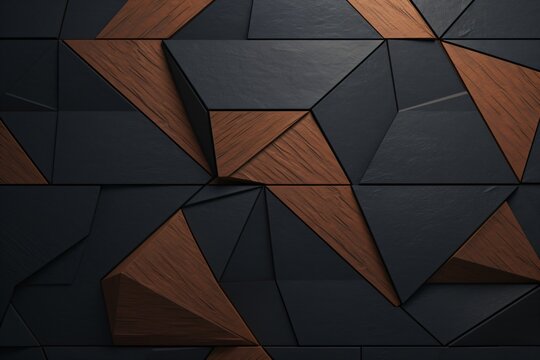 Black and Brown color geometric shapes, 3d textured, wall background