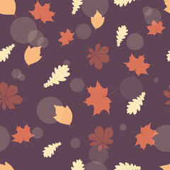 Autumn leaves vector seamless pattern