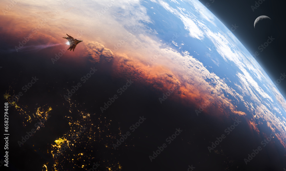 Canvas Prints spaceship in space,3d illustration