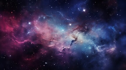 Nebula and stars in deep space. Purple space stars in night sky, abstract background