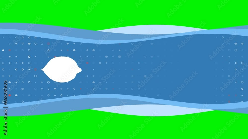 Aufkleber animation of blue banner waves movement with white lemon symbol on the left. on the background there