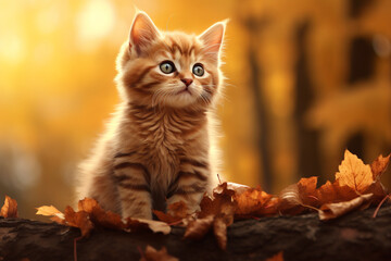 Naklejka na ściany i meble cute cat animal in autumn