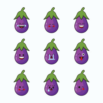 Peach cartoon emoji icon eggplant emoticon Vector Image