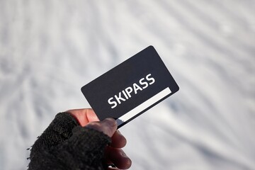 Ski pass in winter mountains - 658282227