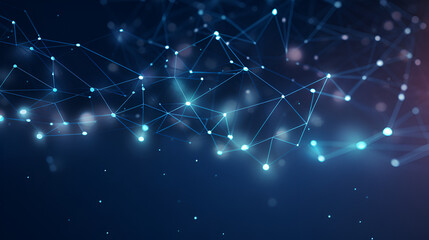 Abstract blue mesh Network Connections - blue glowing  Digital Nodes and Links Visualization