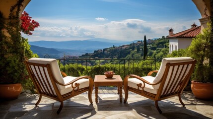 Obraz premium View to beautiful landscape and nature from villa terrace