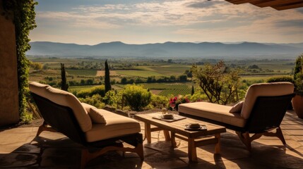 View to beautiful landscape and nature from villa terrace