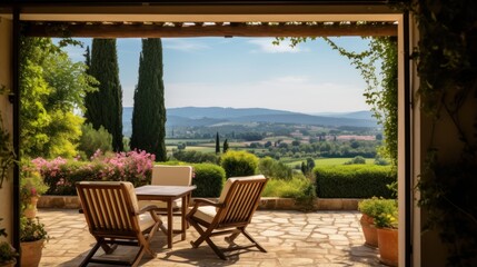 Fototapeta premium View to beautiful landscape and nature from villa terrace