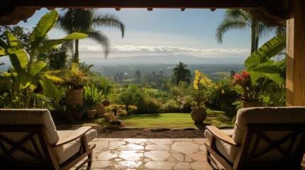 Fototapeta premium View to beautiful landscape and nature from villa terrace