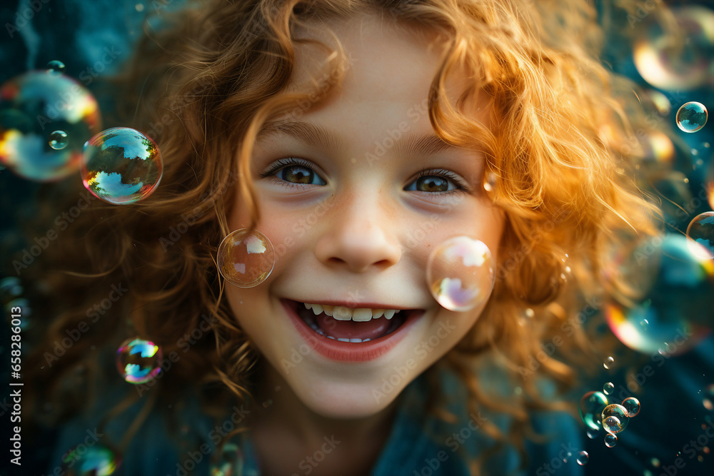 Wall mural Kindergarten small child Student Playing overjoyed Generative AI illustration