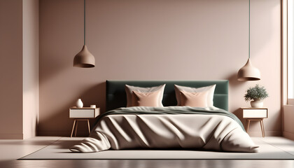 Home mockup simple bedroom interior background, 3d render