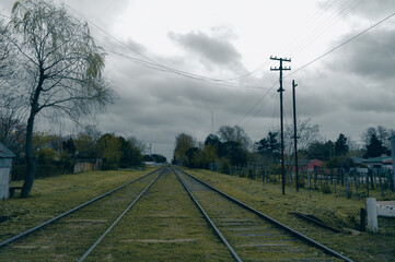 old house and train station in a very small town in Argentina, tradition, train