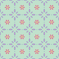 RETRO STENCIL BLOCK FLORAL STENCIL ALL OVER PRINT SEAMLESS PATTERN VECTOR ILLUSTRATION
