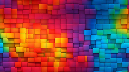 abstract colorful background, Gaming wall bricks, cartoon style, multi color. - Seamless tile. Endless and repeat print. - obrazy, fototapety, plakaty