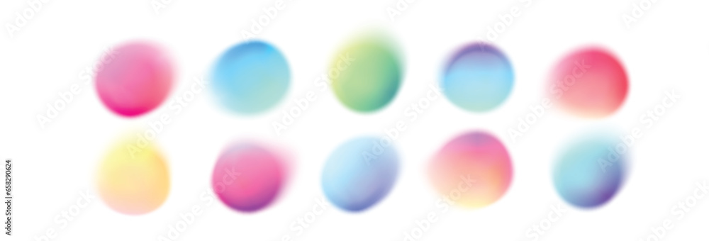 Poster gradient color round vector background set. abstract bright blurred