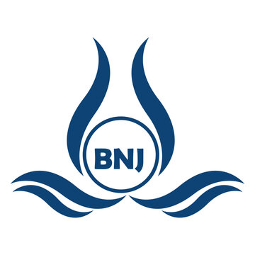 BNJ letter water drop icon design with white background in illustrator, BNJ Monogram logo design for entrepreneur and business.
