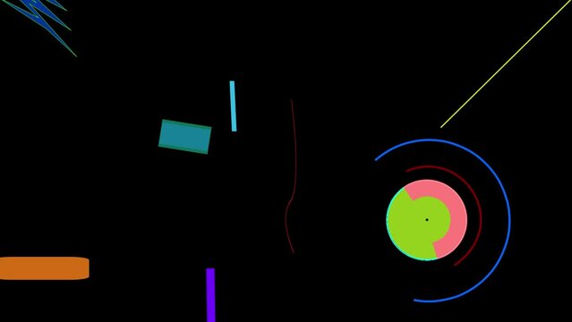 Installation on the theme "Kandinsky and his animated geometric figures." Abstract geometric figures of Kandinsky in motion.