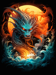 dragon symbol of the 2024 year chinese zodiac sign elements  - obrazy, fototapety, plakaty