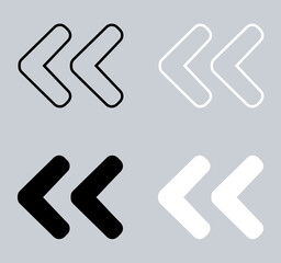 Obraz premium Set of Left arrow icon. Prev icon sign symbol in trendy flat style. Left arrow vector icon illustration isolated on gray background