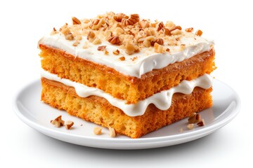 Carrot cake isolated on white background - Powered by Adobe