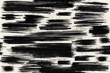 Realistic Rough Black Marker Brush Ink Line Stroke Set Isolated Collection. Paper Texture