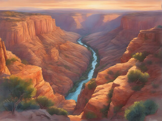 Vibrant Summer Sunset Over a Stunning Canyon Landscape