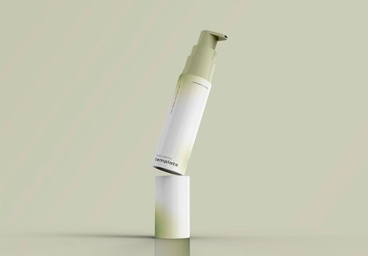 3d Opened Pump Bottle Mockup