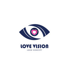 Love vision Logo Symbol Design Template Flat Style Vector, Shape of eye with little heart in instead of pupil