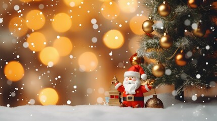 Christmas tree and Santa Claus doll