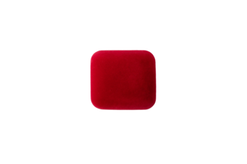 jewelry case isolated, red velvet ring box top view