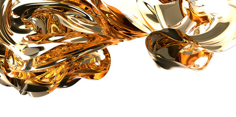 Elegant Reflections: Abstract 3D Gold Cloth Illustration for Reflective Designs