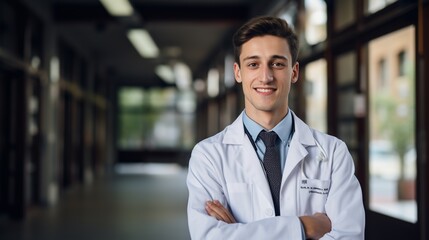 Fototapeta premium Pre - Medical Education: Portrait of a committed medical student, biology, chemistry or pre - medical education.