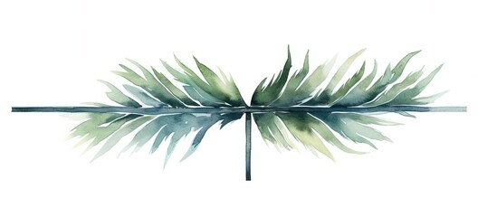 Watercolor illustration of a traditional Christian cross with palm branches
