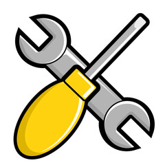 wrench and screwdriver icon for decoration 