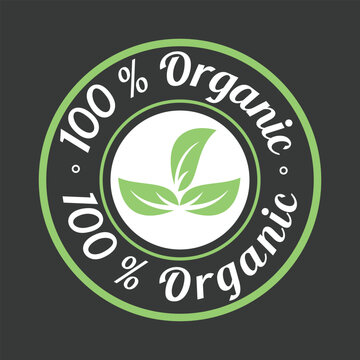 100% Organic Natural Badge Label Seal Sticker logo design vector
