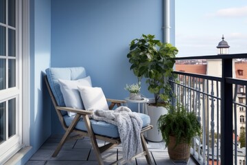 Visualize a veranda, flooded with natural light through its vast windows, adorned with a trendy blue-themed sofa. A space where comfort and sophistication meet in perfect harmony.