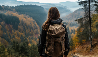 Young woman hiking in the mountains