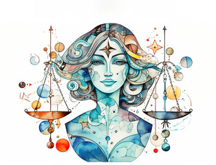 Libra zodiac sign. Astrology calendar. Esoteric horoscope and fortune telling concept