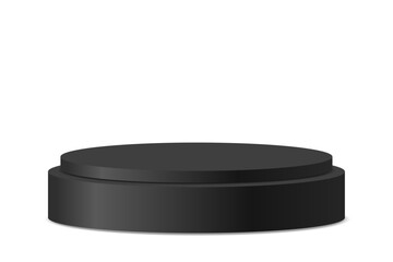 3d black round podium, pedestal for displaying product presentations, awards
